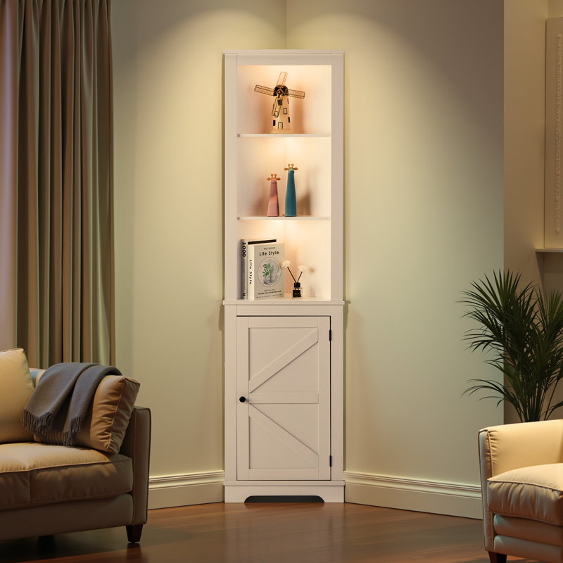 70,87 po 3 couches d'armoire de coin décorative 3 couches avec lumière DEL