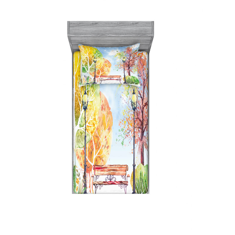 Ensemble de draps Autumn Park, Ensemble de draps pour lit simple avec drap-housse