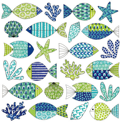 «Fish Tale I» par Nancy Green - peinture sur toile tendue