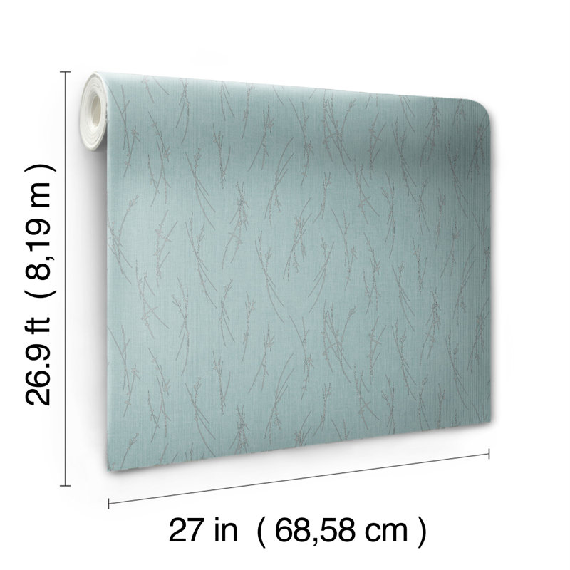 Abstract Metallic Wallpaper Roll, Blue/Silver