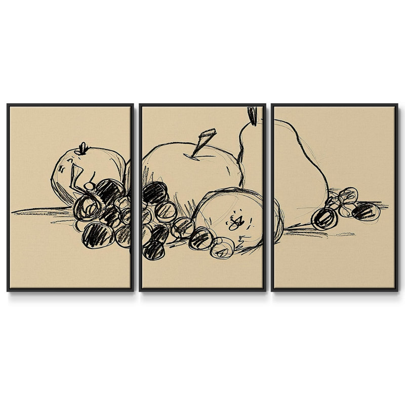 3 pièces, reproduction sur toile avec cadre flottant, Noir, H 36 po x l 75 po x P 2 po