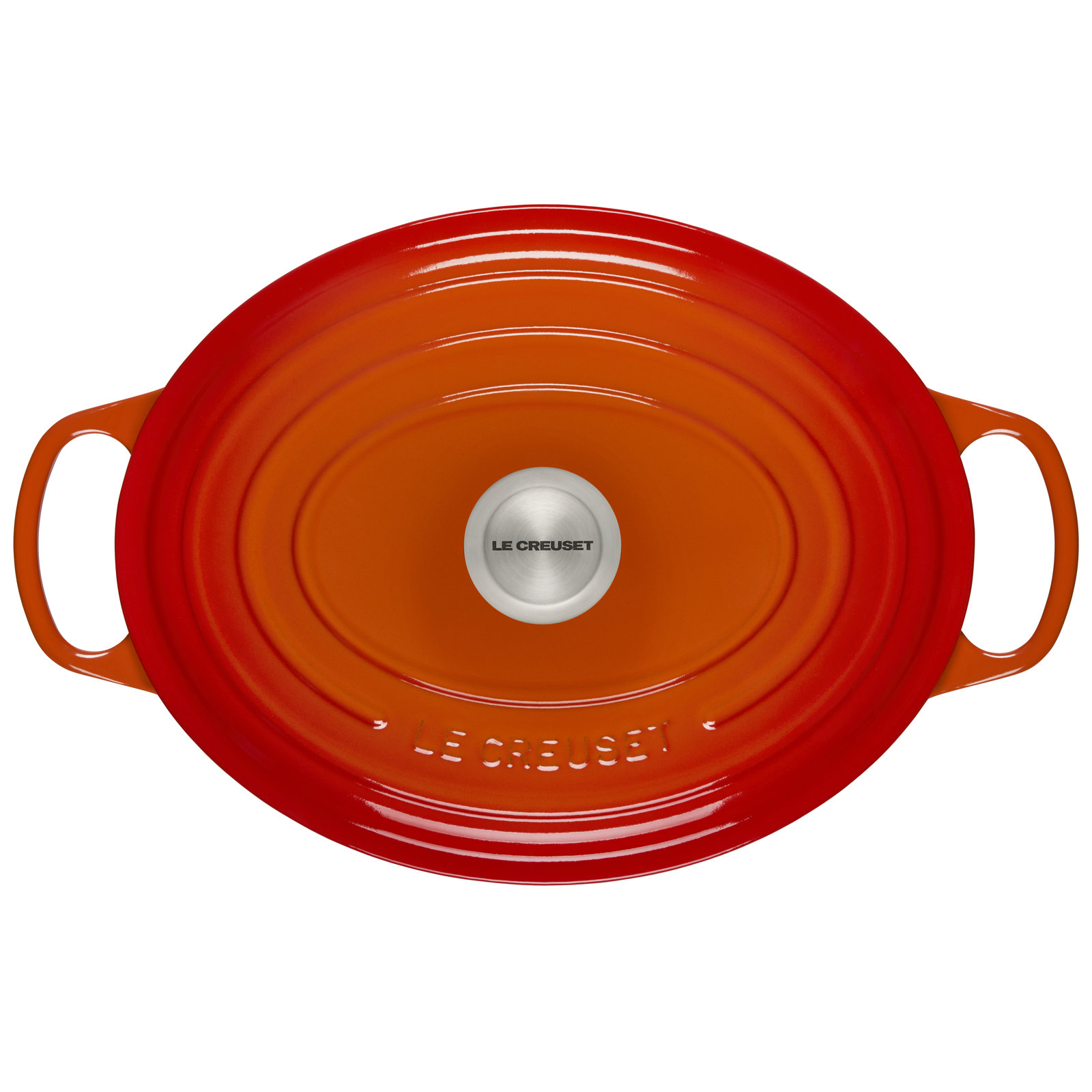 Le Creuset Enameled Cast Iron Oval Dutch Oven with Lid, 9.5 quarts, Flame/Silver
