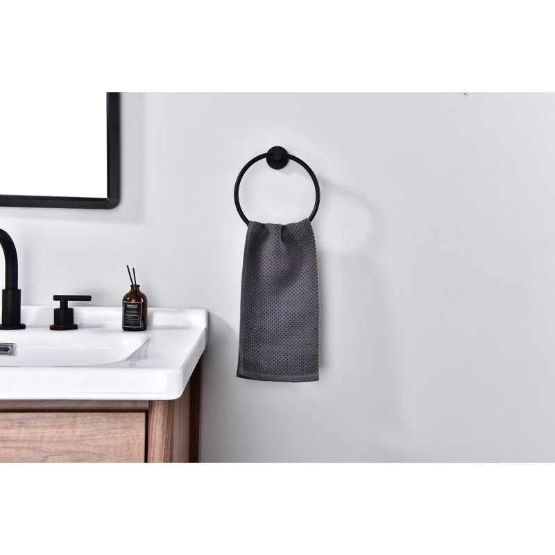 Martella 4 Piece Wall Mounted Bathroom Hardware Set with 24" Towel Bar, Matte Black