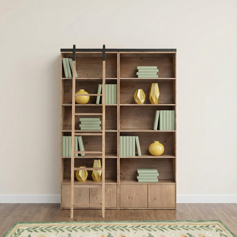 Elliot Avely 98" H x 71" W Solid Wood Booshelf, Smoked Pine