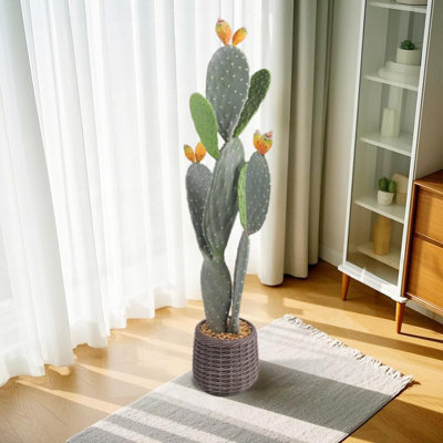 42" Artificial Saguaro Cactus in Pot, Realistic Fake Desert Plant for Indoor Outdoor Home Office Decor