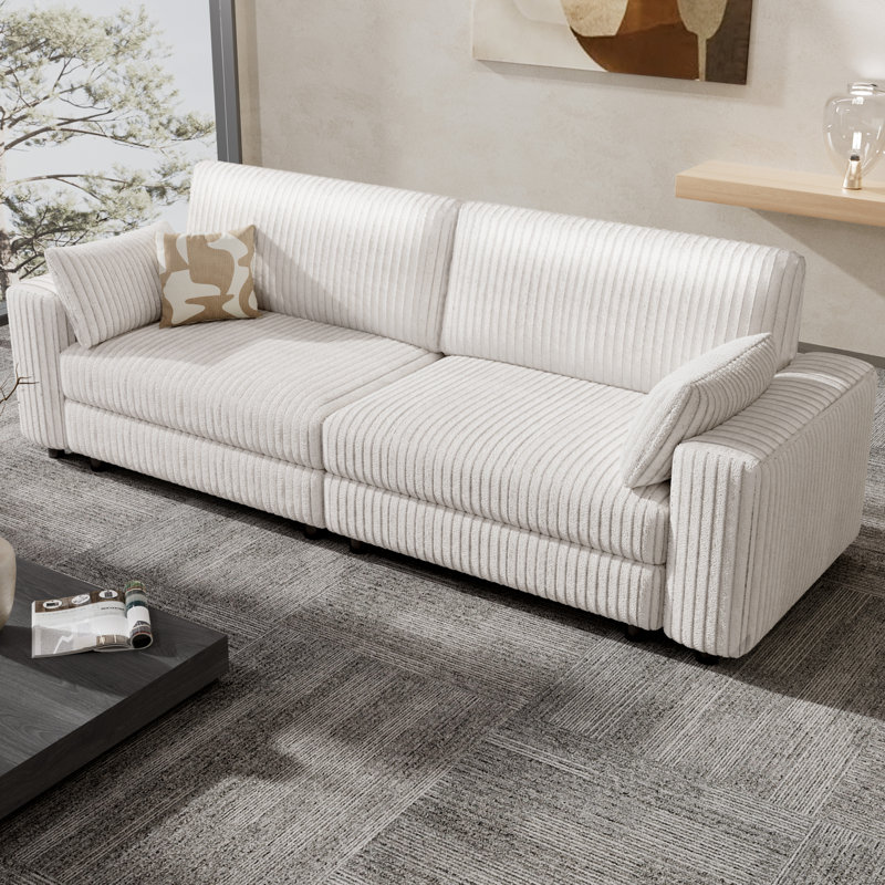 Extra Large Modular Sectional Sofa With Luxurious Corduroy Upholstery, Modern Oversized Loveseat, Tool-Free Assembly, Beige