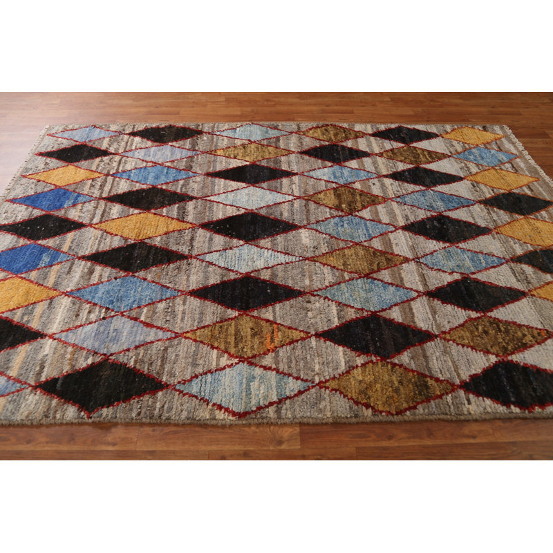 Tapis oriental marocain Trellis noué à la main 5 x 8