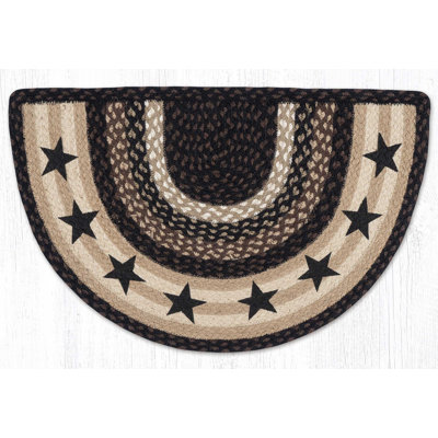 Earth Rugs Black Stars Printed Slice Tread 29" H Durable Handcrafted Jute Slice Rustic Farmhouse Cabin Accent Floor Mat