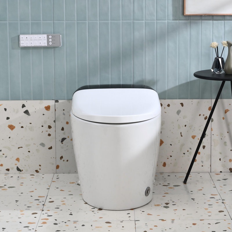 Toilette intelligente avec réservoir, couvercle / siège à ouverture / fermeture automatique, affichage numérique, siège chauffant, séchoir à air chaud, température de l'eau réglable, lavage féminin, veilleuse, capteur de pied