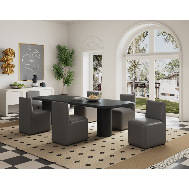 Dirk 19.69'' H Faux Leather Upholstered Parsons Chair, Pewter, 1