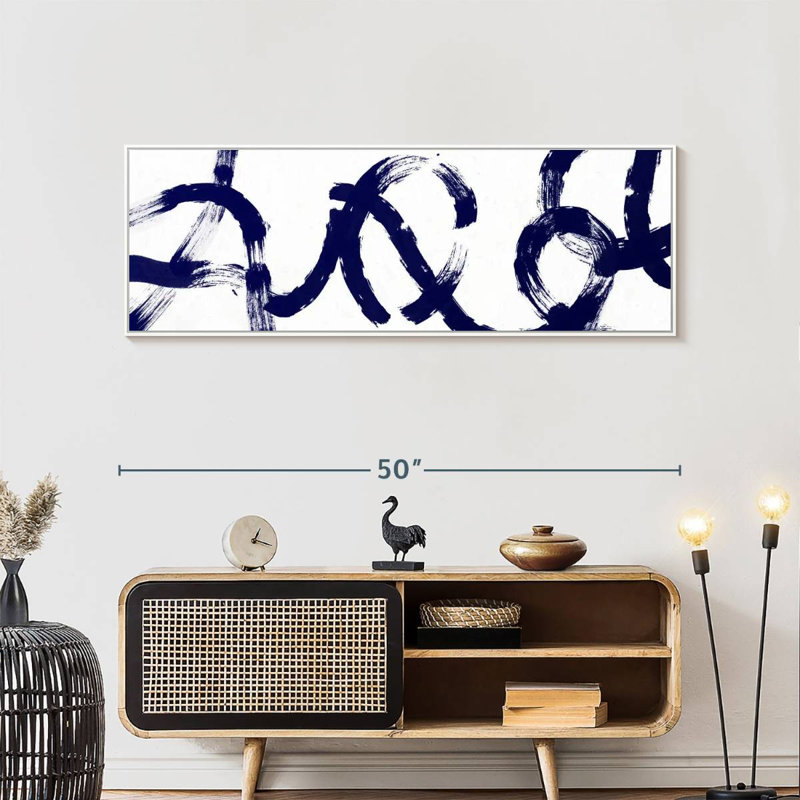 Coups d'un bleu profond, Cadre flottant blanc, 49" X 17"