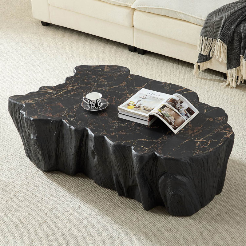 48.62" Unique Shaped Coffee Table, Black