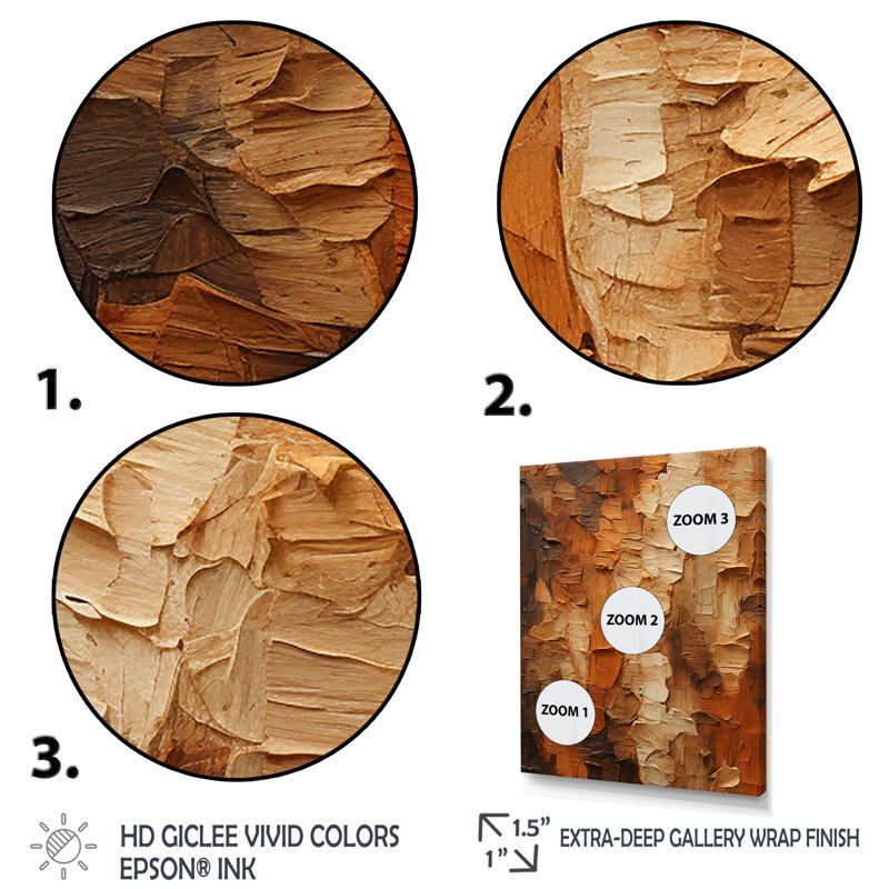 «Brown Tree Bark Essence 2», reproduction sur toile encadrée, Toile tendue, H 60 po x l 40 po x P 1,5 po