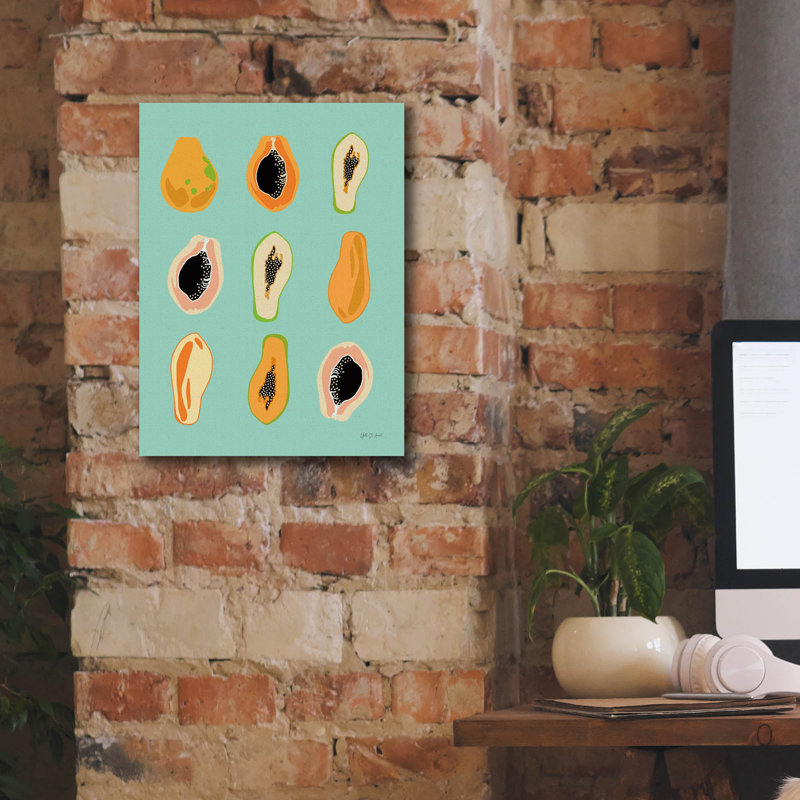 "Gracie Oaks" Papaya Blue "par Yvette St. Amant, art mural sur toile, H 16 po x l 12 po x P 0,75 po
