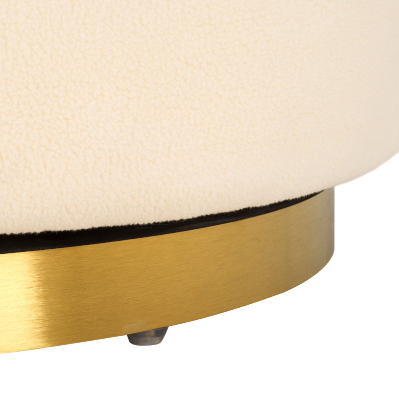 Fauteuil demi-tonneau pivotant en polyester 33,3 cm de large Teter, 100 % polyester ivoire, Or