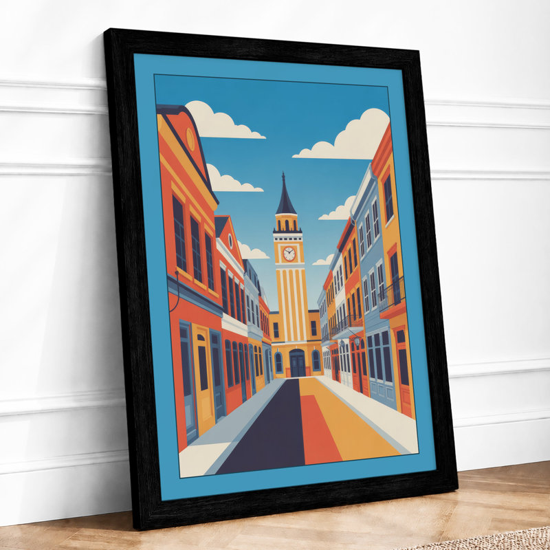 Toward The Tower Modern - Print, Black, A4 - 29.7 x 21.0 cm