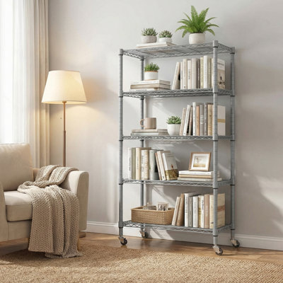 Lylla Height -Adjustable Shelving Unit with Wheels