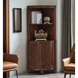 61.02" Brown Corner Solid Wood Accent Cabinet
