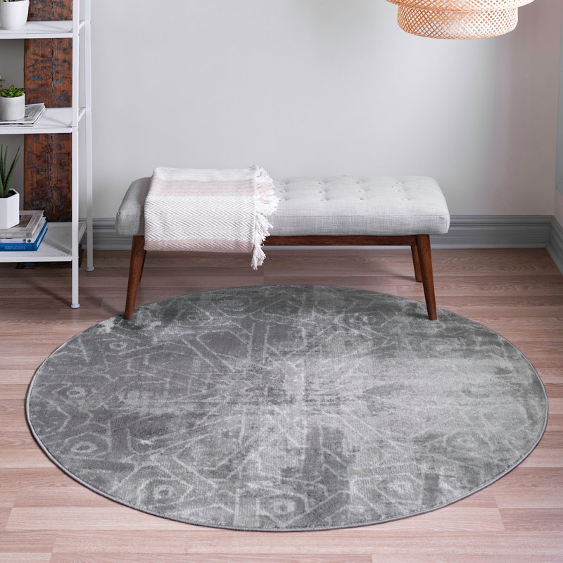 Tapis rond en métal Ikat Pantle, Rond 5 pi