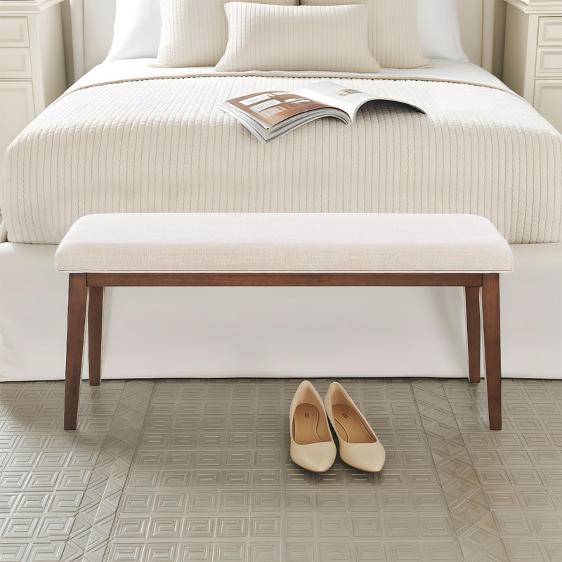 Banc rembourré en lin Modern, Beige