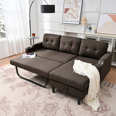 Modern Sofa With Built-In Storage And Convertible Design For Space-Saving Comfort And Multi-Functional Use.