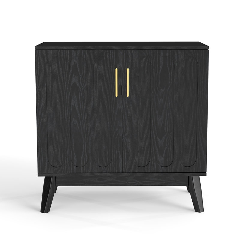 Buffet de rangement cannelé Mid Century, Black