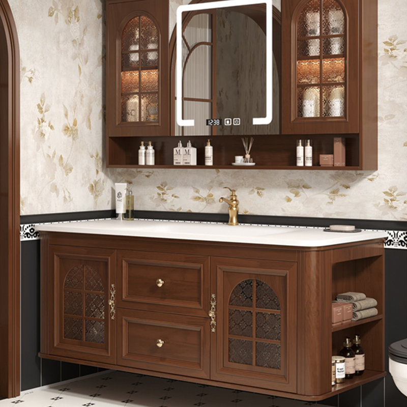 Armoire de salle de bain de style médiéval américain, H 19,69 po x l 59,45 po x P 19,69 po