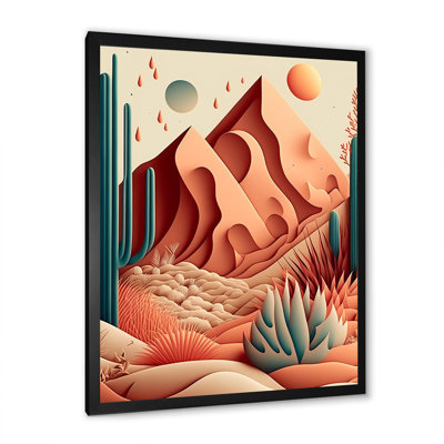 " Sun And Moon In Graphic Cactus Dessert "