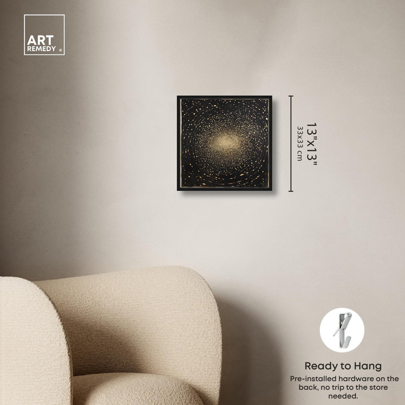 Impression sur toile Golden Vortex I Boho Gold par Art Remedy, H 12 po x l 12 po, Structure noire