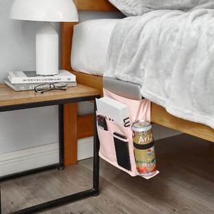 Tirrinia Bedside Shelf Table & Storage Organizer Caddy - Cup & Pen Recess Design, Detachable Frame, Charger Cord Slots Floating