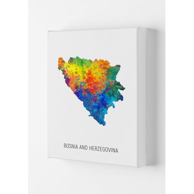 Bosnia And Herzegovina Watercolour Map by Michael Tompsett - Print