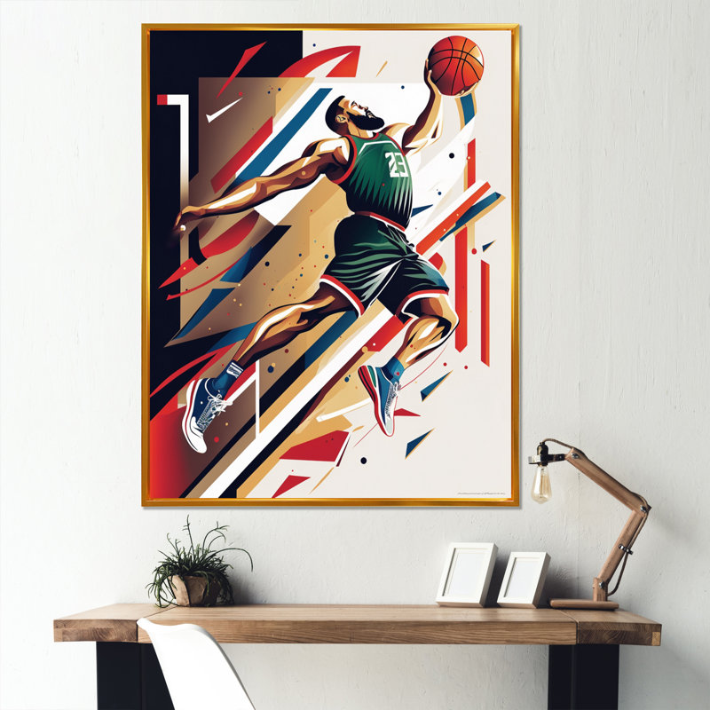 Décoration murale Basketball Slam Dunk - Sport Basketball, H 20 po x l 12 po x P 1 po, Or