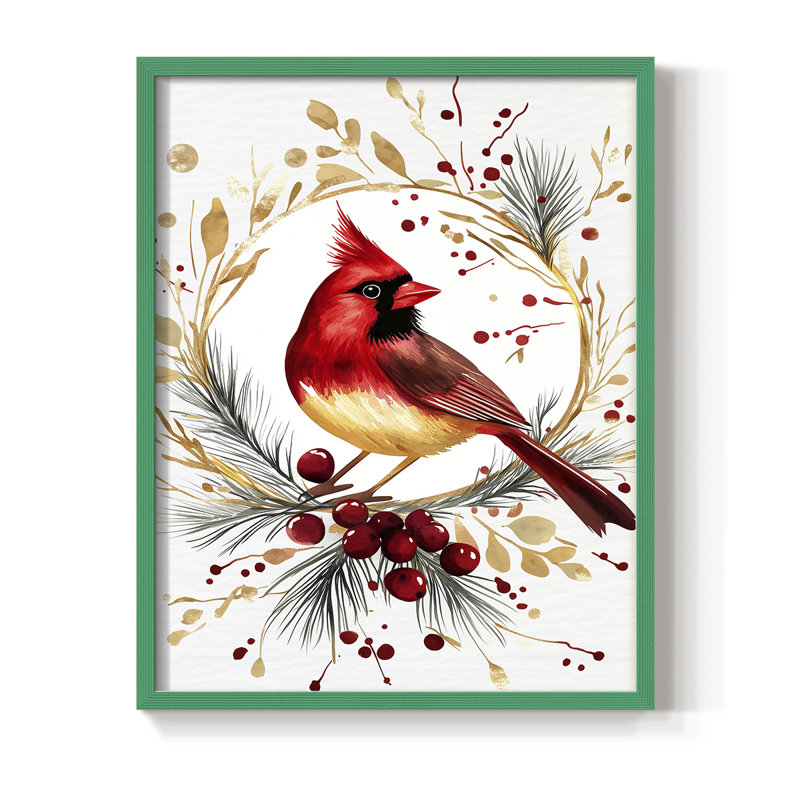 «Christmas Holiday Art CMXCII», reproduction d'art encadrée - bois massif, H 30 po x l 24 po, Vert