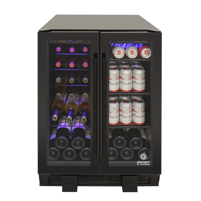 Black Stainless Steel Dual Zone Wine and Beverage Cooler with Interior Lighting