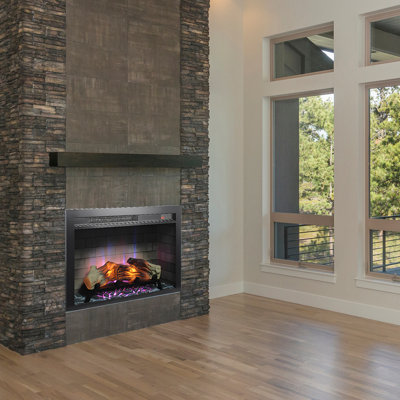 28 Inch Electric Fireplace Insert, Multicolored Flames