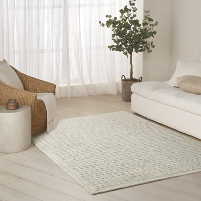 DKNY Pure Grids 3'9" x 5'9" Light Blue Contemporary Indoor Rug