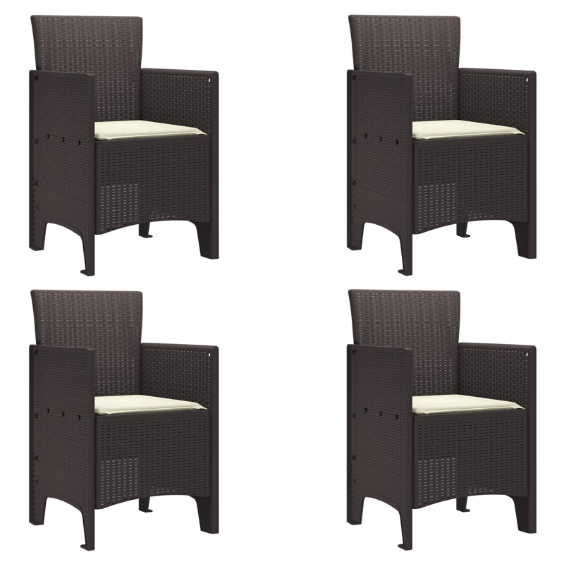 Chaise de jardin vidaXL 4 pièces en polypropylène brun 20,87 x 19,29 x 33,46 po, Gris clair, Brun