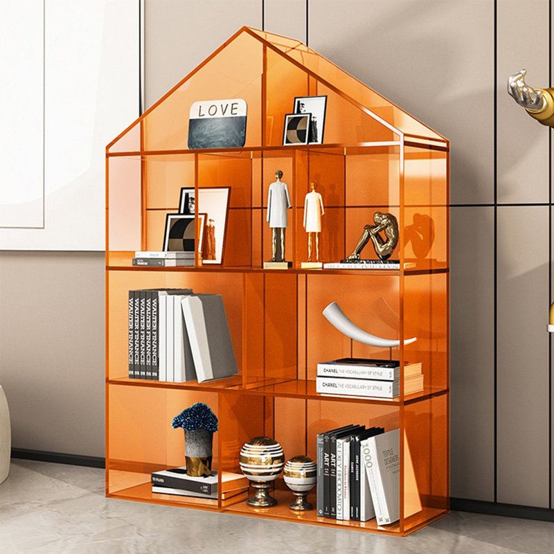 Bibliothèque nordique en acrylique transparent, Orange