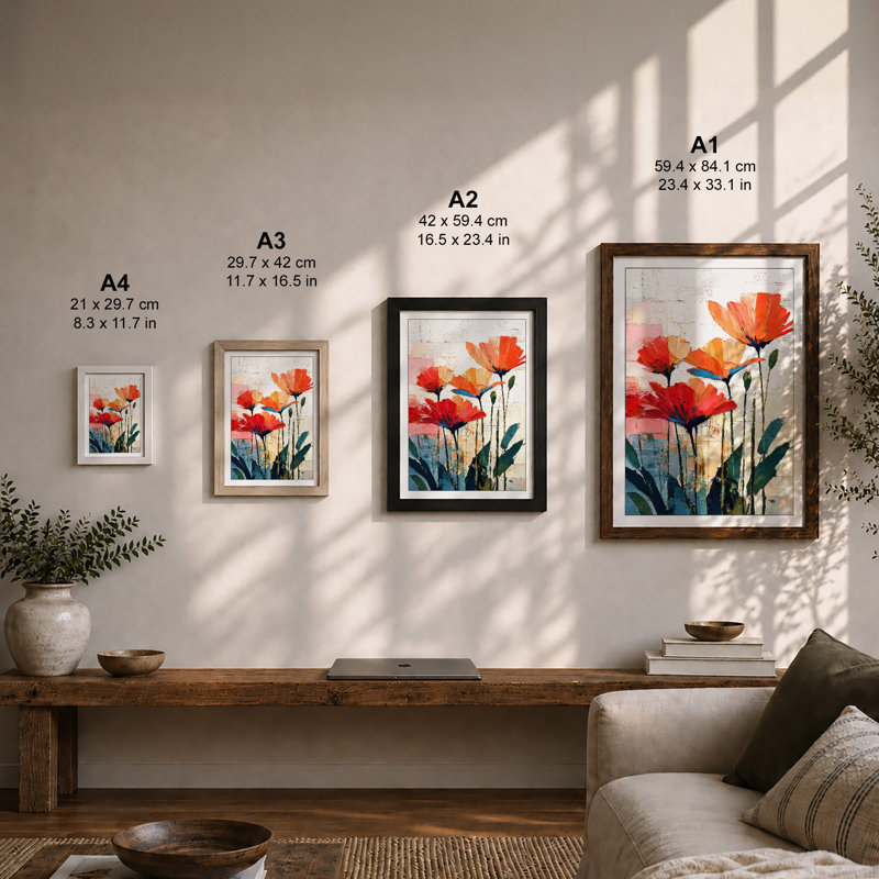 Carnation Bloom Botanical - Single Picture Frame Print, Walnut, A4 - 29.7 x 21.0 cm