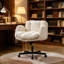 Chaise de bureau pivotante réglable avec accoudoirs réglables à 5 vitesses, chaise de bureau d'ordinateur ergonomique en tissu chenille moderne pour bureau à domicile, maquillage, chambre à coucher-130154708