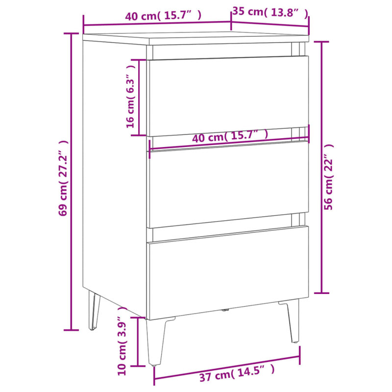 Pythagoras 3 - Drawer Nightstand, Black