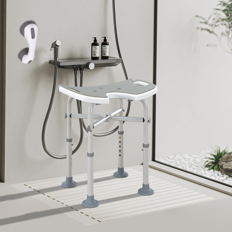 Adjustable 'u' Seat Shower Stool – Comfortable Padded Bath Chair For Seniors, Gray