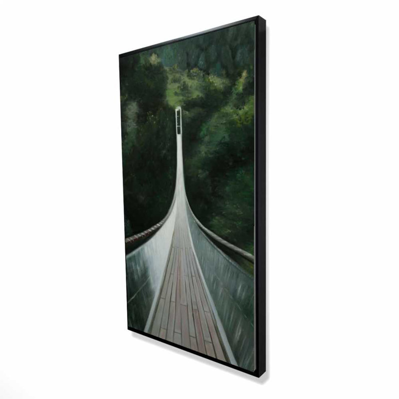 Steep Bridge - Gray Modern Framed Canvas for Home Decor
