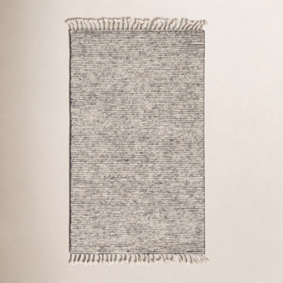 Swifton Gray Hand-Knotted Striped Wool Rug