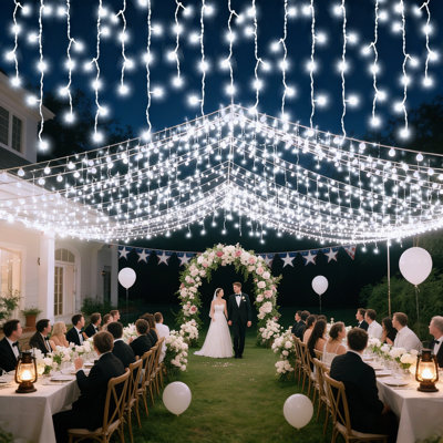 40FT 480 LED Outdoor Hanging Lights for Patio, Cool White Christmas Icicle Lights, Plug In