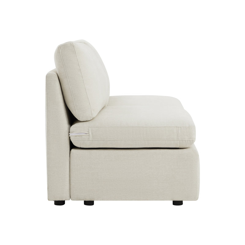 Winfree 68'' Upholstered Modular Armless Sofa, Beige