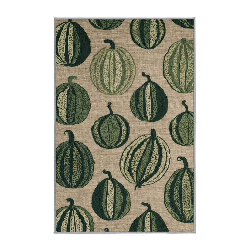 Tapis lavable et amer à motif de légumes melon amer, Rectangulaire 2 pi x 3 pi