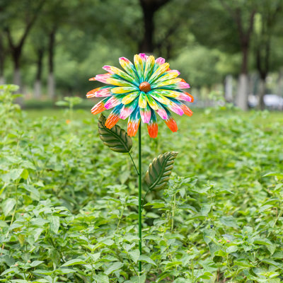 41"H Red And Green Garden Metal Flower Garden Stake