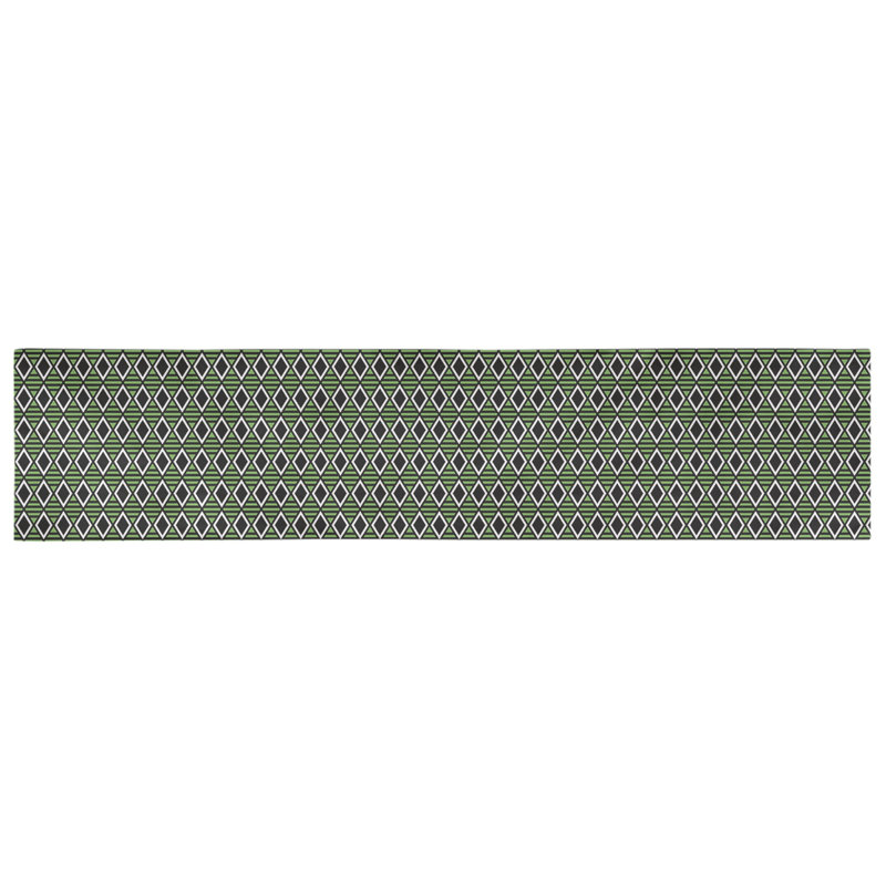 Chemin de table à carreaux géométriques Avicia, 73,5 po x 17,5 po, Noir / Vert, Coton