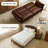 Latitude Run® Faux Leather Upholstered Futon Sofa Bed with Armrests and Backrest Adjustable-394392131